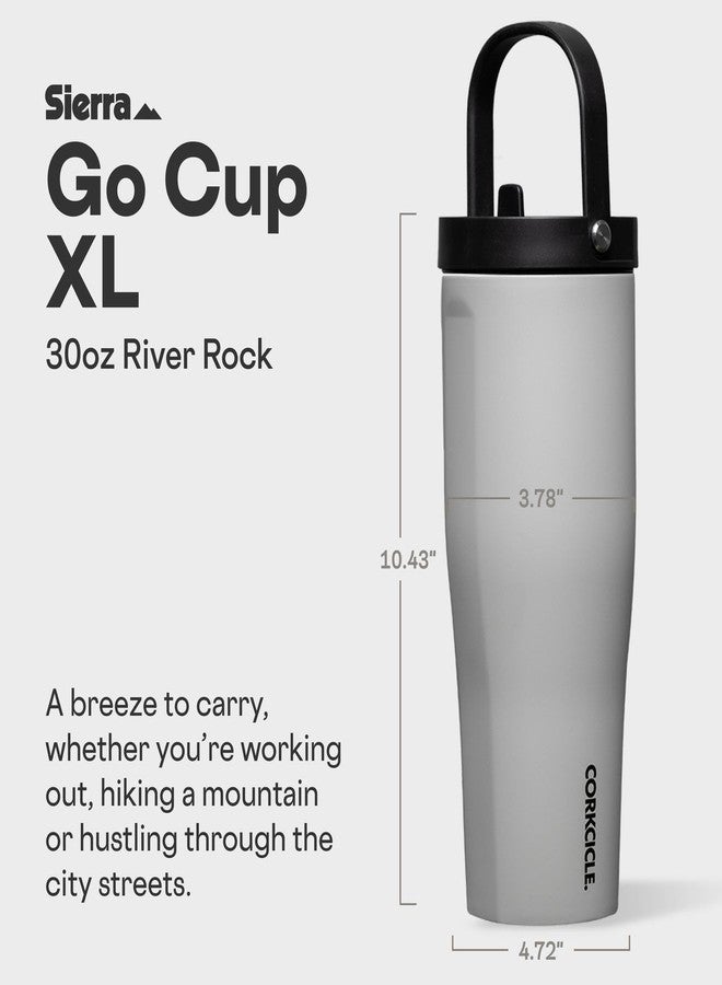 Corkcicle Go Cup XL - Leak-Proof Travel Tumbler - Triple Insulated Stainless Steel Water Bottle - Easy-Carry Handle - Summer Drinkware Gift - Keeps Drinks Ice Cold - 30 oz - River Rock - Image 2